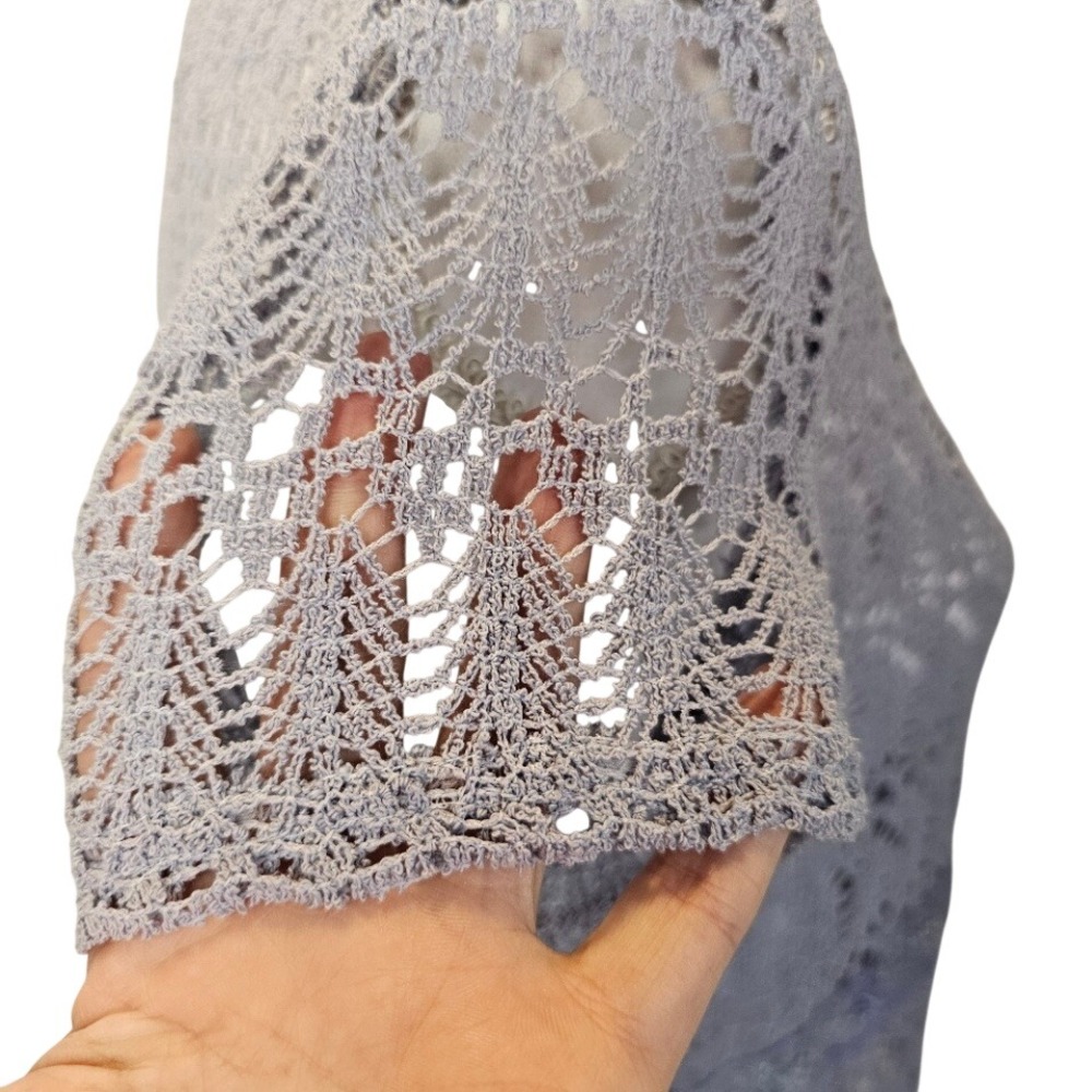 Sheer Crochet Lace Fairycore Y2K Overtop Blouse Top | Purple Lavender | Size 8 - Picture 9 of 12